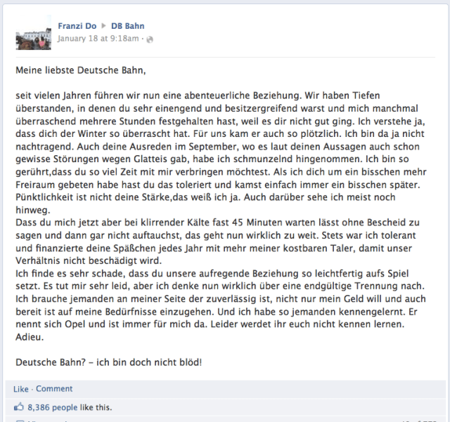 Lovestory Deutsche Bahn